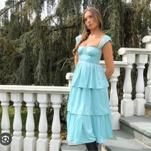 WeWoreWhat corset satin dress in blue - BRAND NEW